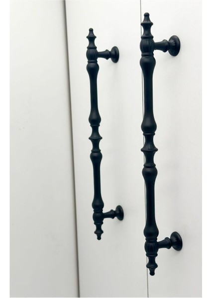 Şehzade Mat Siyah Mobilya Dolap Mutfak Çekmece Kulpu 128 mm (12.8 Cm) 5 Adet