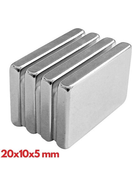 N35 20X10X5 mm Neodyum Mıknatıs 10 Adet, Köşeli, Nikel Kaplamalı Kaliteli ve Dayanıklı Ürün ( Lisinya )