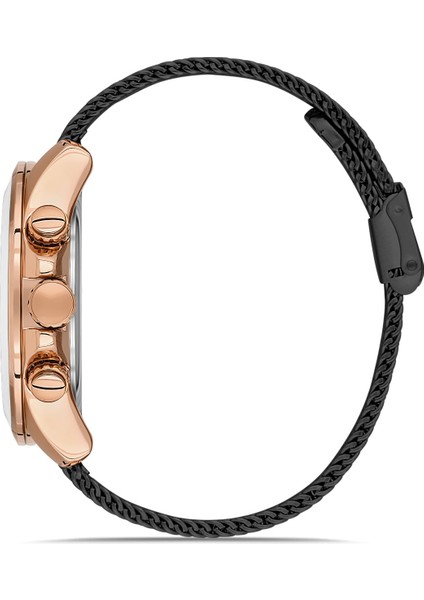 Multifonksiyonlu Rose Kaplamalı Siyah Kordonlu Erkek Kol Saati fiyatları