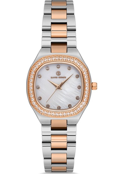 Rose Gümüş Kaplamalı Beyaz Kadranlı Kadın Kol Saati