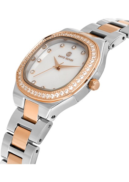 Rose Gümüş Kaplamalı Beyaz Kadranlı Kadın Kol Saati modelleri