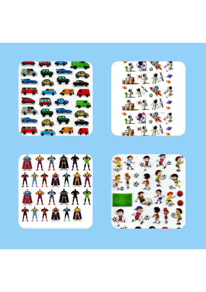 Çilek Home Avm Erkek Modelli Kabartmalı Sticker Okul Etiketi 4 Adet