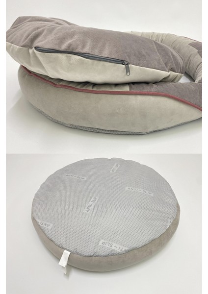 Round Box Kedi ve Köpek Yatağı Üst Kalite Yıkanabilir 2 Fermuarlı, Kılıf Astarlı %100 Elyaf indirimleri