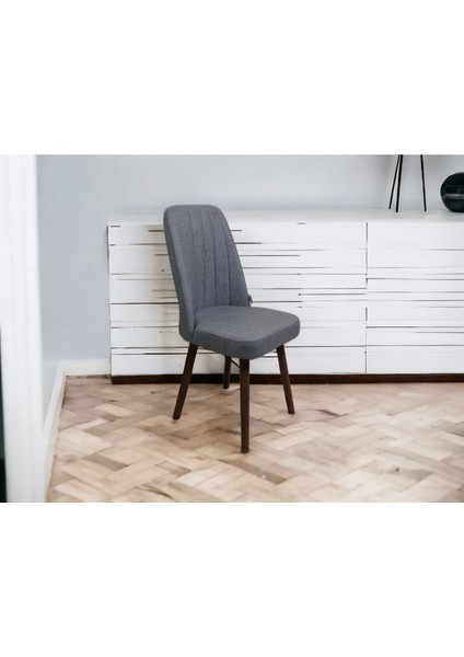 KARBA 6 Adet Gri Ahşap Pinoteks Ayaklı Sağlam Üst Kalite Mutfak Sandalyesi, Yemek Sandalyesi, Salon Sandalyesi