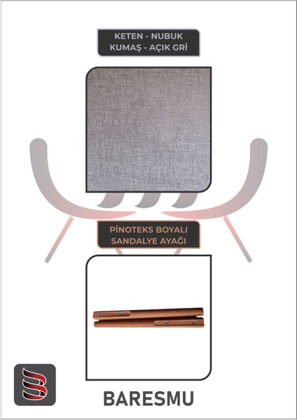 KARBA 6 Adet Gri Ahşap Pinoteks Ayaklı Sağlam Üst Kalite Mutfak Sandalyesi, Yemek Sandalyesi, Salon Sandalyesi fırsatları