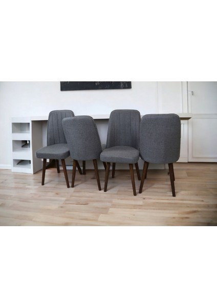 KARBA 4 Adet Gri Ahşap Pinoteks Ayaklı Sağlam Üst Kalite Mutfak Sandalyesi, Yemek Sandalyesi, Salon Sandalyesi modelleri