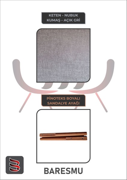 KARBA 3 Adet Gri Ahşap Pinoteks Ayaklı Sağlam Üst Kalite Mutfak Sandalyesi, Yemek Sandalyesi, Salon Sandalyesi fırsatları