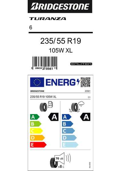 235/55 R19 105W Xl Turanza 6 Yaz Lastiği (Üretim Yılı: 2024)