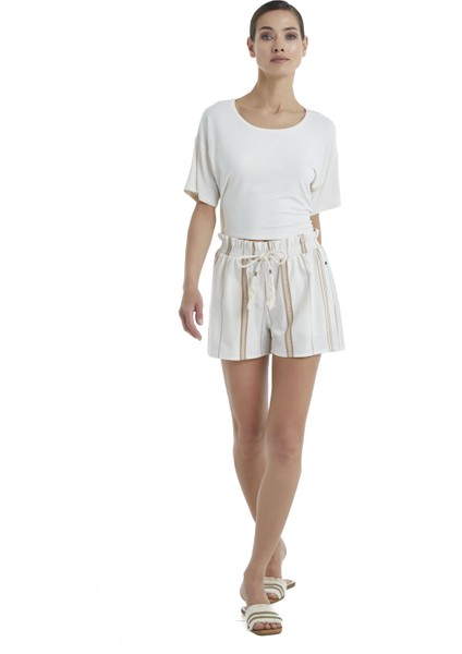 Kadın Krem T-Shirt 60394