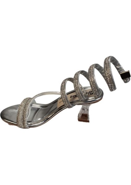 Yazkış Kadın Siyah Gümüş Rugan Üzeri Bileği Taşlı Bileği Dolamalı 8cm Şeffaf Kadeh Topuk Abiye Ayakk modelleri