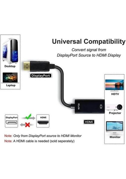 2177 4K Displayport To HDMI Kablo Display Port Çevirici Dönüştürücü fiyatları
