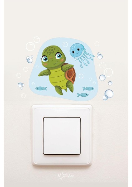 Sevimli Kaplumbağalar ve Deniz Canlıları 3'lü Priz Sticker Seti modelleri