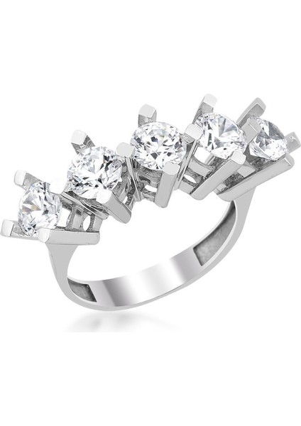 14 Ayar Beştaş Beyaz Altın Yüzük 5.50 Gram