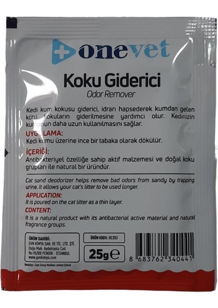 Onevet Kedi Kum Kokusu Giderici Çilek Kokulu 25 gr