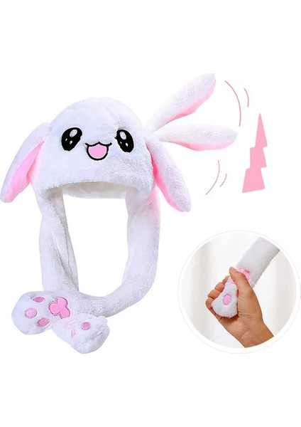Işıklı Modlu beyaz pembe peluş Tavşan Kulakları Hareket Eden Şapka hediye fiyatları