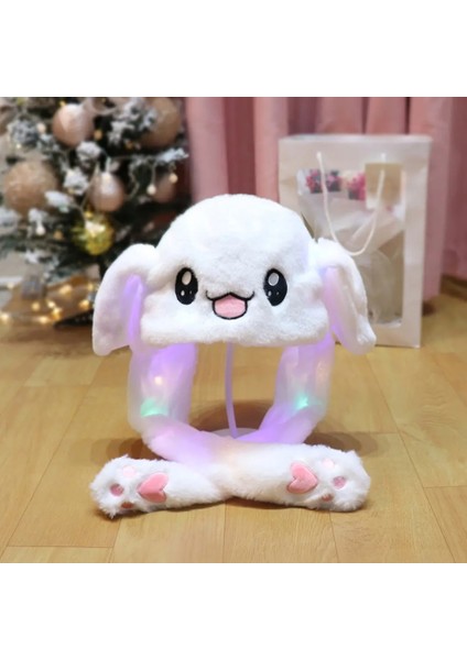 Işıklı Modlu beyaz pembe peluş Tavşan Kulakları Hareket Eden Şapka hediye modelleri
