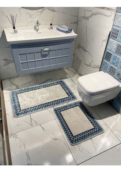 Zigzag Desenli 2 Li Banyo Paspas (60 x 100 - 60 x 50)