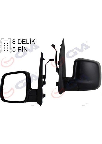 Diş Dikiz Aynasi Sol Fiorino-Bipper-Nemo 07 Elektrikli Isitmali Konveks 5 Fiş VM-6115EHL 333108