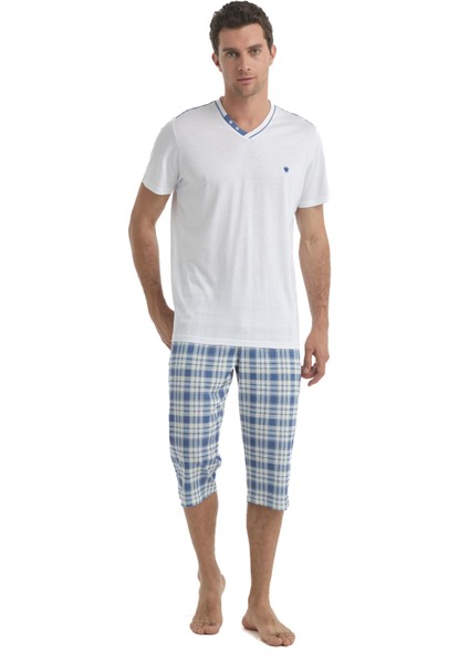 Erkek Beyaz Kapri Pijama Takımı 40520