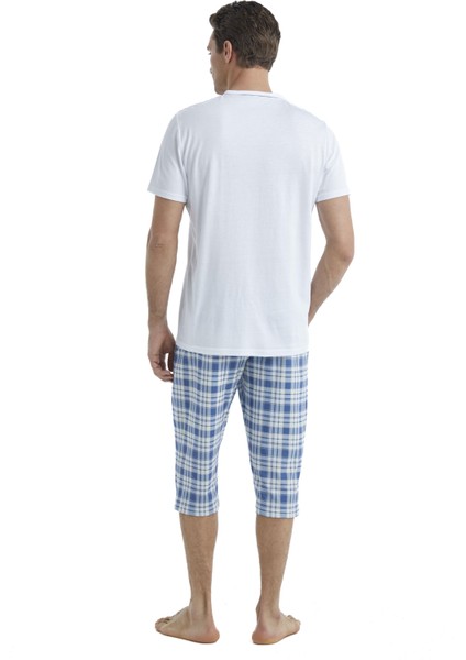 Erkek Beyaz Kapri Pijama Takımı 40520