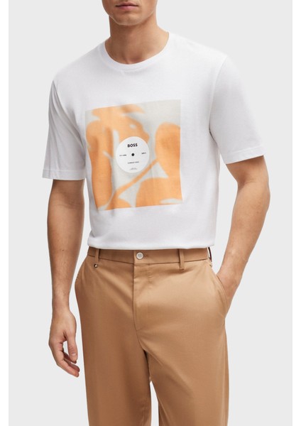 Logolu Bisiklet Yaka Regular Fit Pamuklu Jarse T Shirt Erkek T Shirt 50512132 101