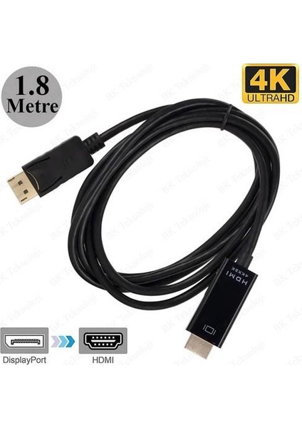 2178 4K Displayport To HDMI Kablo Display Port Çevirici Dönüştürücü Adaptör