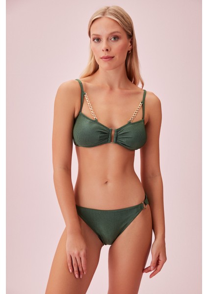 Metal Aksesuarlı Dokulu Bikini Üst fiyatları
