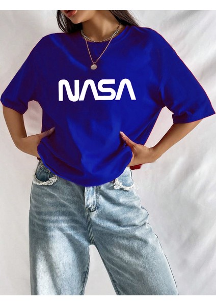 Nasa Baskılı Siyah Tshirt