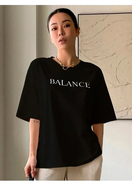 Siyah Balance Baskılı T-Shirt fiyatları