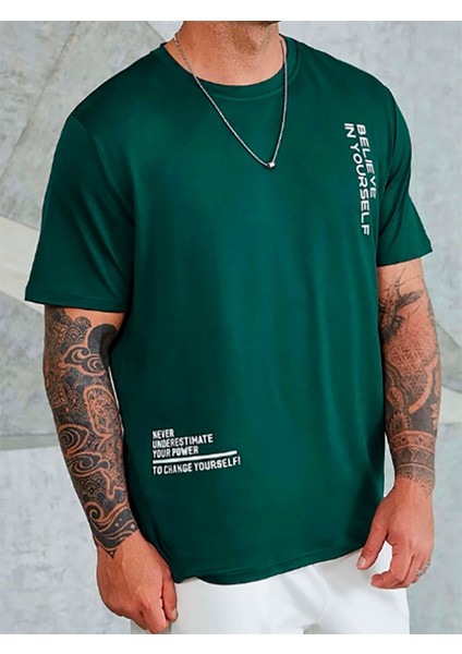 Believe Baskılı Bisiklet Yaka Tshirt