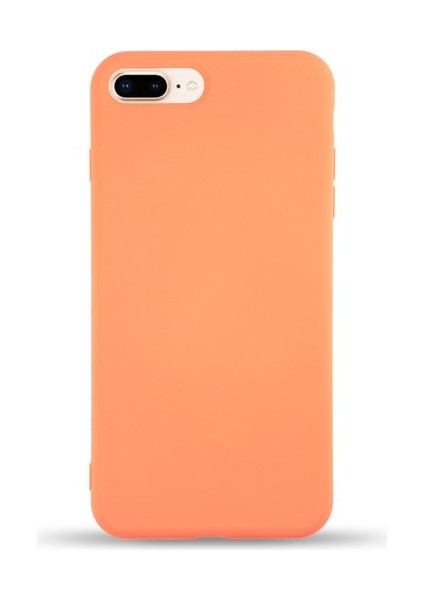Apple iPhone 8 Plus Kapak Içi Kadife Lansman Silikon Kılıf - Turuncu