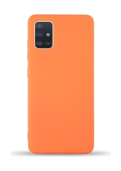 Samsung Galaxy A51 Kapak Içi Kadife Lansman Silikon Kılıf - Turuncu