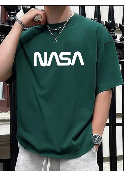 Nasa Baskılı Siyah Tshirt