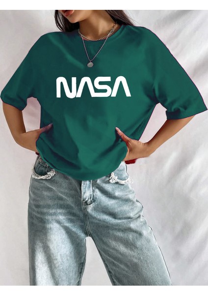 Nasa Baskılı Siyah Tshirt