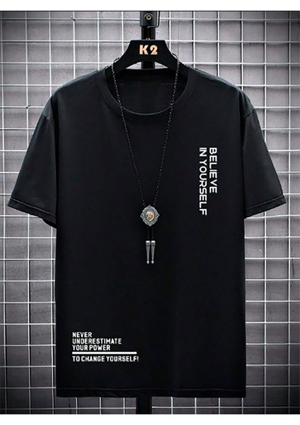 Believe Baskılı Bisiklet Yaka Tshirt fiyatları