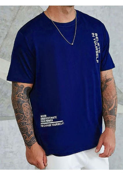 Believe Baskılı Bisiklet Yaka Tshirt