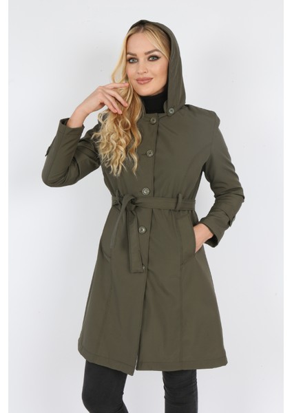 Kadın Haki Yeni Tred Trençkot Yağmurluk fırsatları