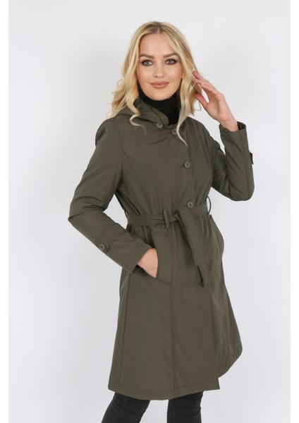 Kadın Haki Yeni Tred Trençkot Yağmurluk indirimleri
