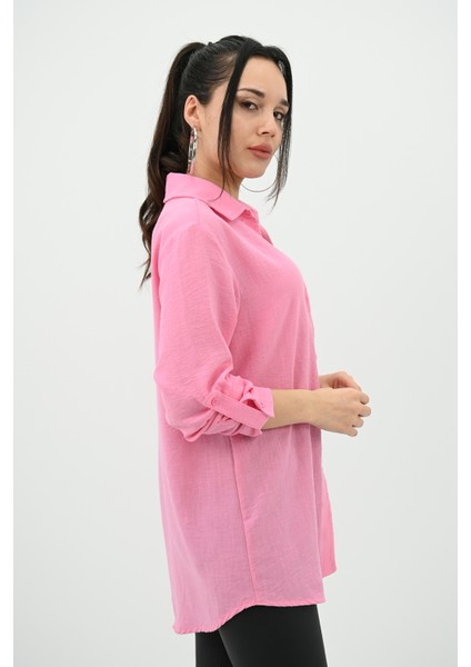 Kadın Keten Cep Detaylı Gömlek 1732-24 fiyatları