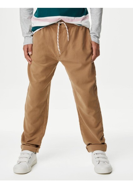 Relaxed Kesim Pamuklu Chino Pantolon (6-16 Yaş) modelleri