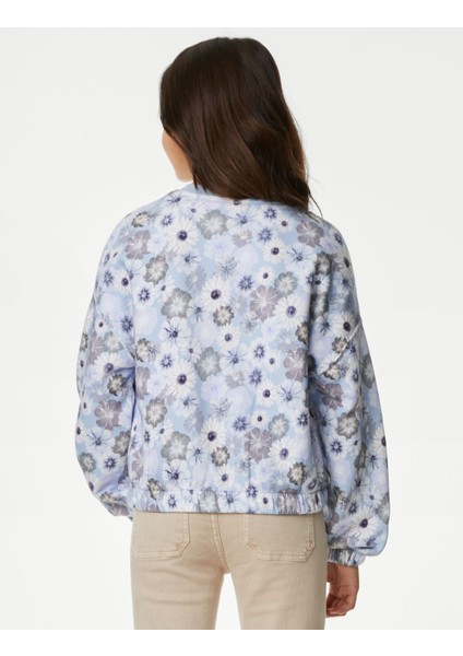 Çiçek Desenli Yuvarlak Yaka Sweatshirt (6-16 Yaş) modelleri