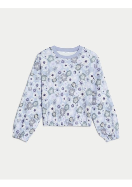 Çiçek Desenli Yuvarlak Yaka Sweatshirt (6-16 Yaş) fırsatları