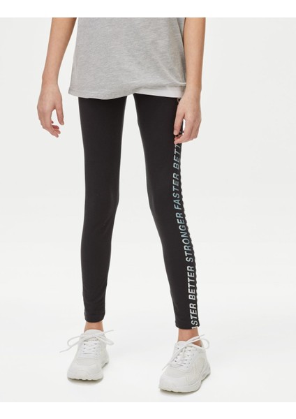 Slogan Desenli Legging Tayt (6-16 Yaş) fiyatları