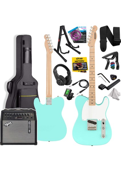 TLX-50GR-50AMP Tele Kasa Maple Klavye 2 Single-Coil 50 W Amfili Elektro Gitar