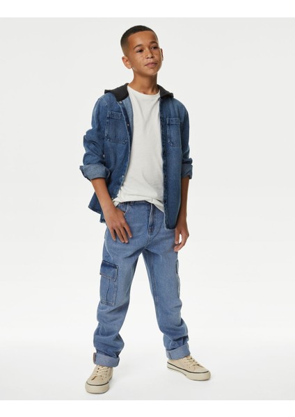 Relaxed Fit Kargo Jean Pantolon