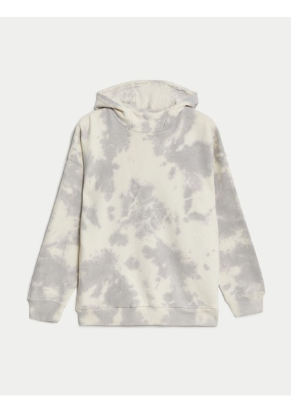 Saf Pamuklu Kapüşonlu Sweatshirt
