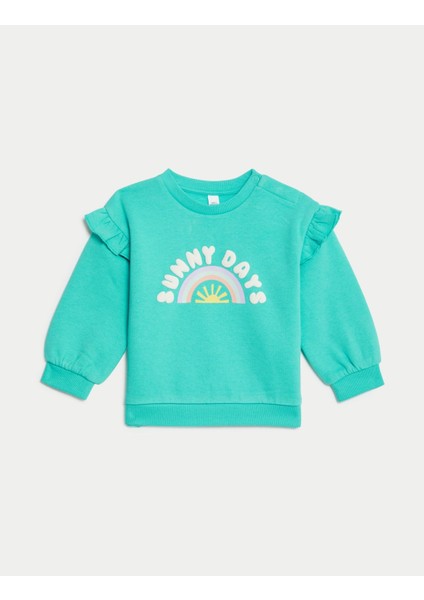Desenli Yuvarlak Yaka Sweatshirt