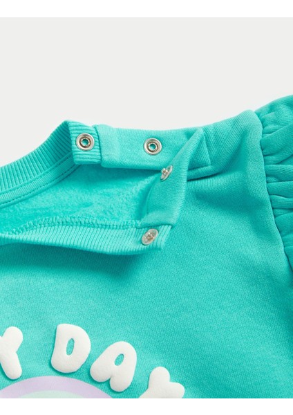 Desenli Yuvarlak Yaka Sweatshirt