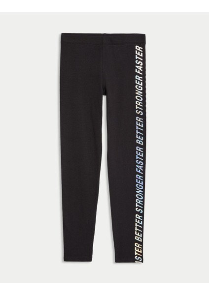 Slogan Desenli Legging Tayt