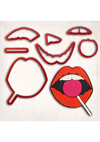 Pop-Art Dudak Detay Kurabiye Kalıp Seti 7’li